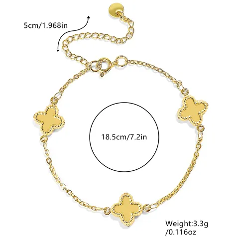 Cross Fashion Simple Lucky Clover Titanium Bracelet Gold Accessories Jewelry - view 3
