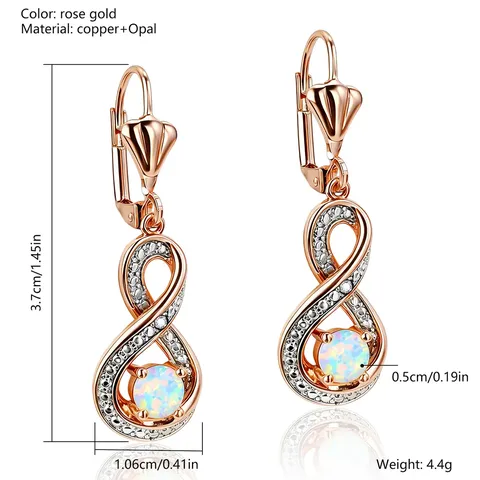 Cross-line Zirconia Studs Twisted Wrap Drop-shaped Opal Earrings Elegant and Sophisticated - view 3