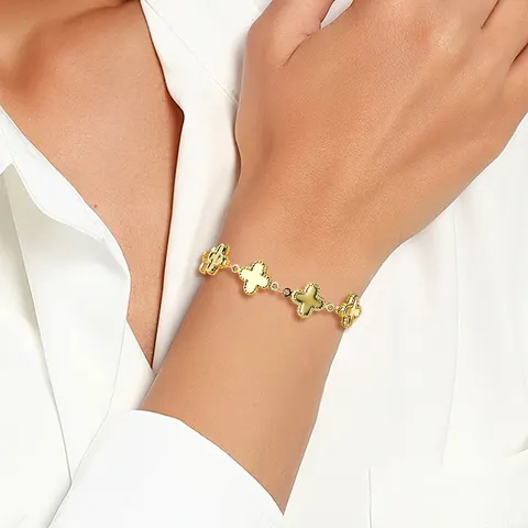 Cross Lucky Clover Titanium Bracelet Gold Fashion Accessories Jewelry - view 2