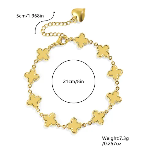 Cross Lucky Clover Titanium Bracelet Gold Fashion Accessories Jewelry - view 3