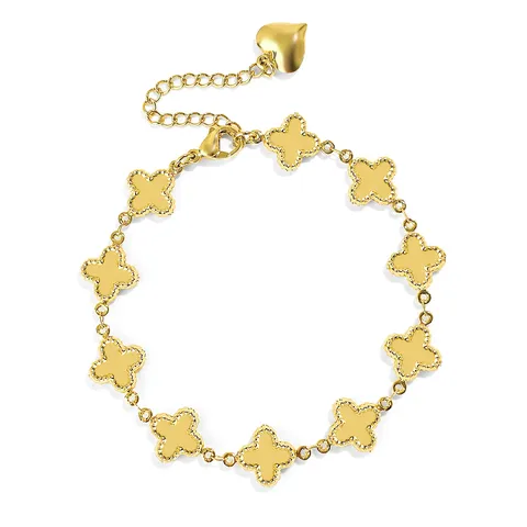 Cross Lucky Clover Titanium Bracelet Gold Fashion Accessories Jewelry - Plated Brass jewelry made by BlueOne Jewelry