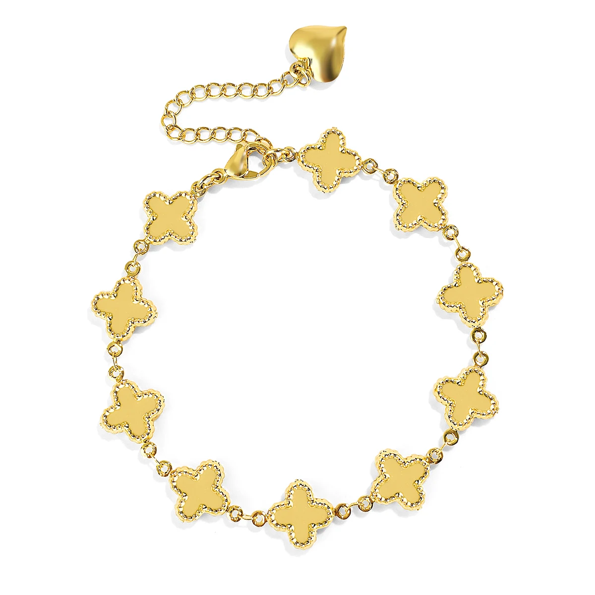 Cross Lucky Clover Titanium Bracelet Gold Fashion Accessories Jewelry made by BlueOne Jewelry