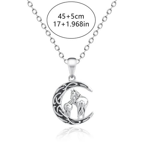 Crossing the Moon Personalized Two Pony Pendant Necklace Vintage Cute Horse - view 3