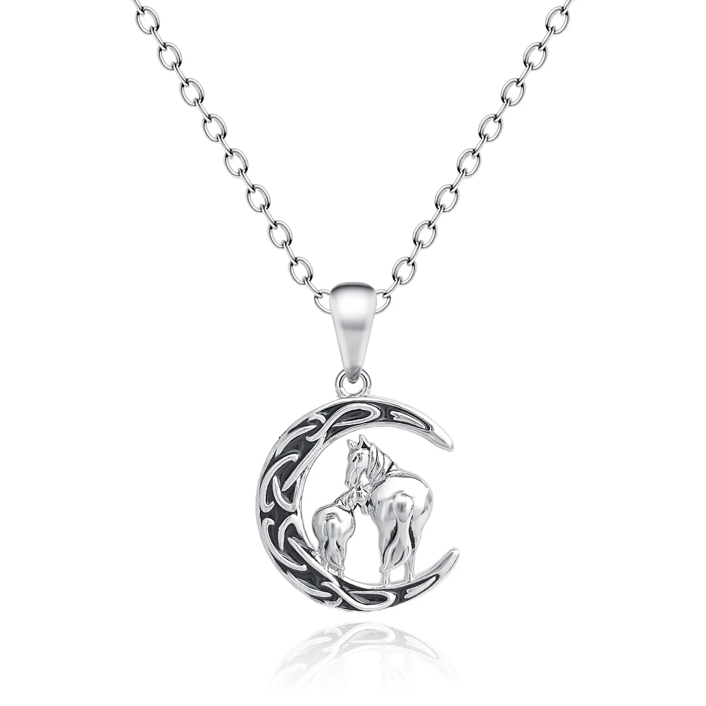 Crossing the Moon Personalized Two Pony Pendant Necklace Vintage Cute Horse made by BlueOne Jewelry