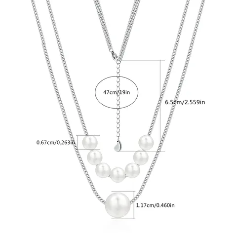 Double Pearl Necklace Ins Short Paragraph Collarbone Chain Female Necklace Simple - view 3