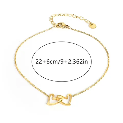 Double Ring Love Anklet Women Niche Design Ins Style Simple High - view 3