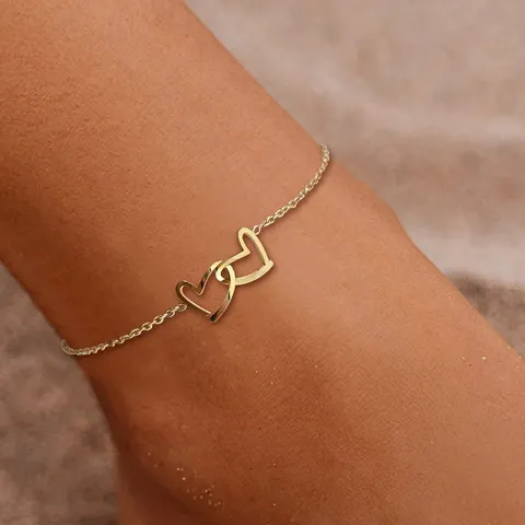 Double Ring Love Anklet Women Niche Design Ins Style Simple High - view 2
