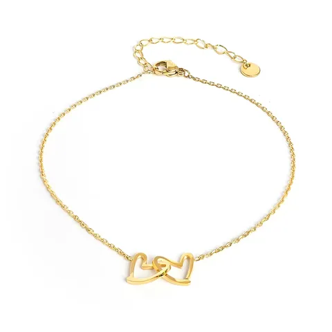 Double Ring Love Anklet Women Niche Design Ins Style Simple High - Plated Brass jewelry made by BlueOne Jewelry