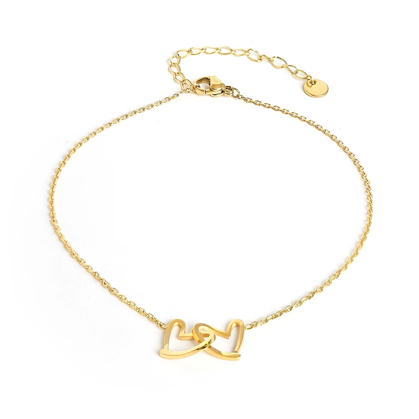 Double Ring Love Anklet Women Niche Design Ins Style Simple High made by BlueOne Jewelry