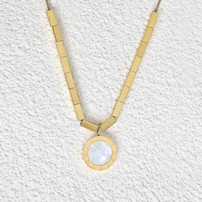 Double-sided Wear Luxury Classic Roman Numerals Necklace Titanium Steel Ins Versatile Collarbone Chain made by BlueOne Jewelry