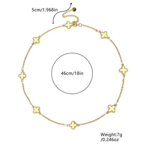 Lucky Clover Bracelet Jewelry Double-sided Titanium Steel Gold Color Fashion with Necklace - view 3
