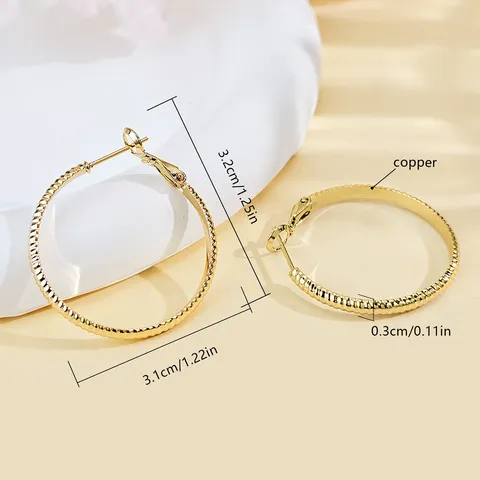 Plated Brass Earrings Niche Ins European and American Personalized Earrings Circle - view 3