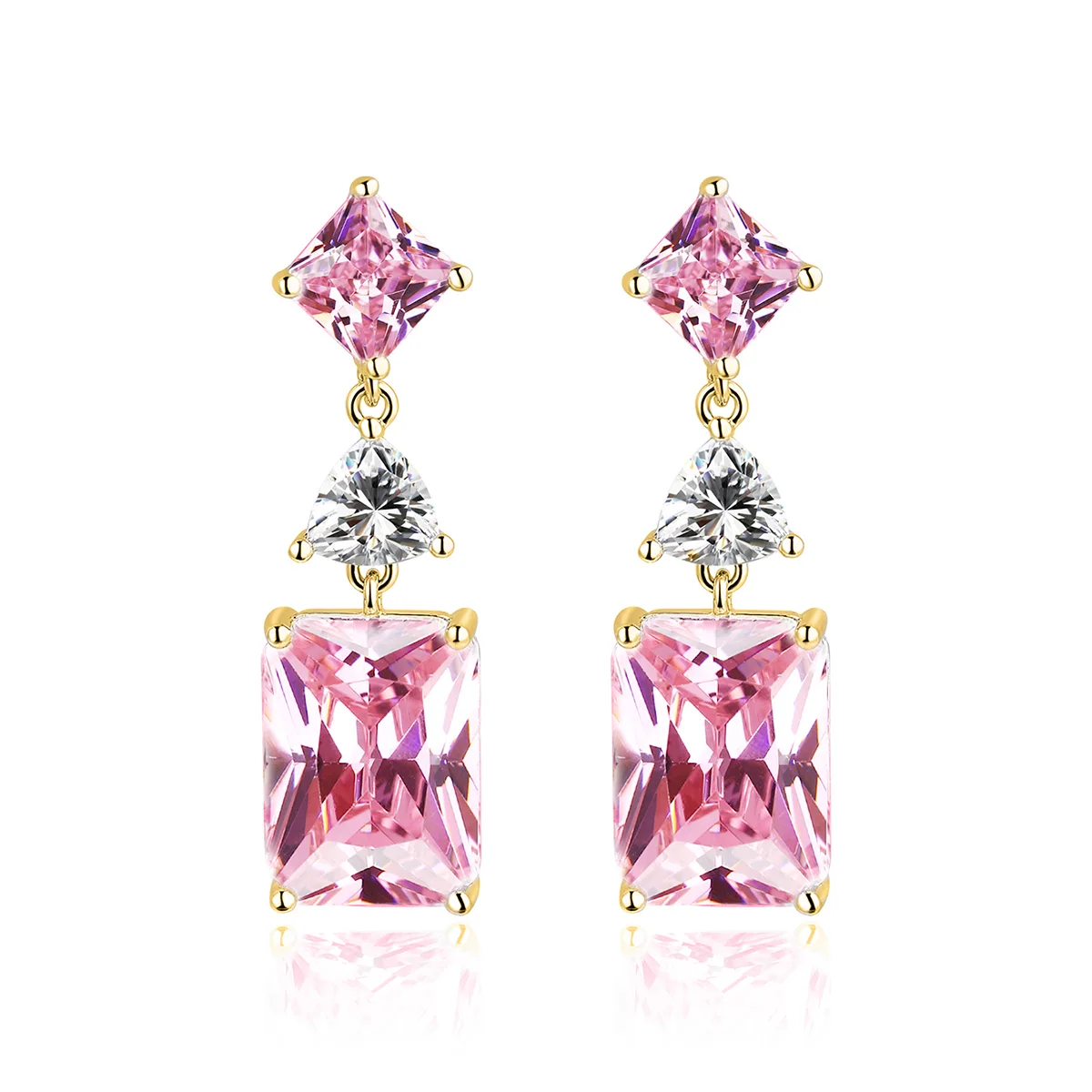 Earrings European and American Fashion Diamonds Rectangular Zirconia Earrings High Quality made by BlueOne Jewelry