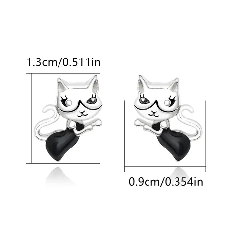 Earrings Fashion Pearl Pop Earrings Cat Motif Simple Temperament Jewelry Female - view 3