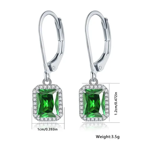 Earrings Female Green Inlaid Zirconia Earrings Simple Earrings Ins Tide Jewelry - view 3