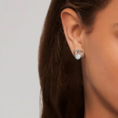 Earrings Female Inlaid Opal Earrings Fashion Heart-shaped South Korea Versatile Ear - view 2