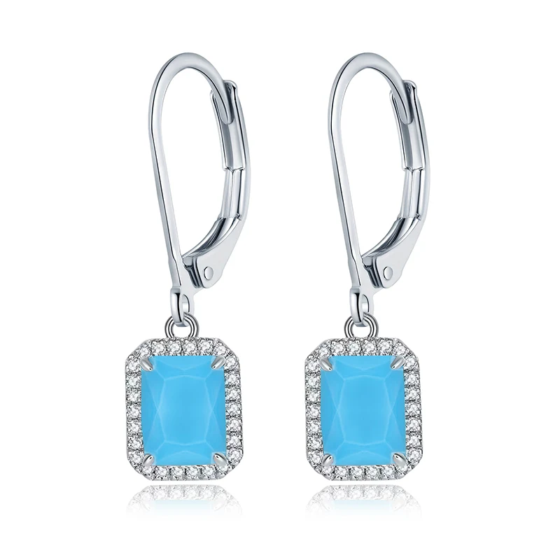 Earrings Female Light Blue Inlaid Zirconia Earrings Simple Earrings Tide Brand made by BlueOne Jewelry
