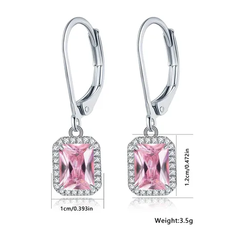 Earrings Female Pink Inlaid Zirconia Earrings Simple Earrings Ins Tide Jewelry - view 3