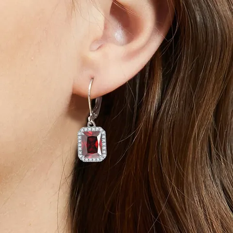 Earrings Female Red Inlaid Zirconia Earrings Simple Earrings Ins Tide Jewelry - view 2