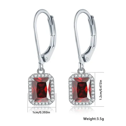 Earrings Female Red Inlaid Zirconia Earrings Simple Earrings Ins Tide Jewelry - view 3