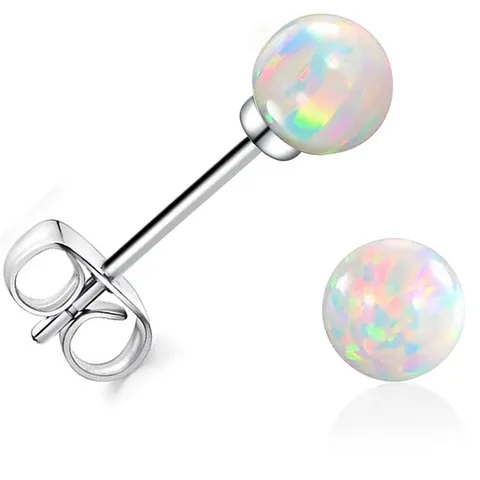 Earrings Simple Small Fresh Round Opal Earrings Ms. to Raise the - Plated Brass jewelry made by BlueOne Jewelry