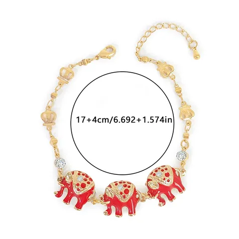 Plated Brass Europe and the United States Elephant Oil Drop with Diamond Bracelet - view 3
