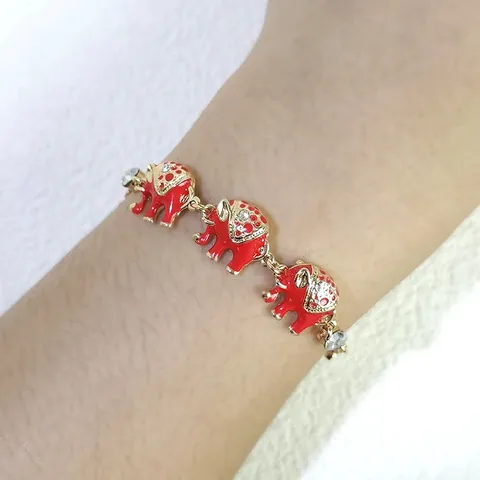 Plated Brass Europe and the United States Elephant Oil Drop with Diamond Bracelet - view 2
