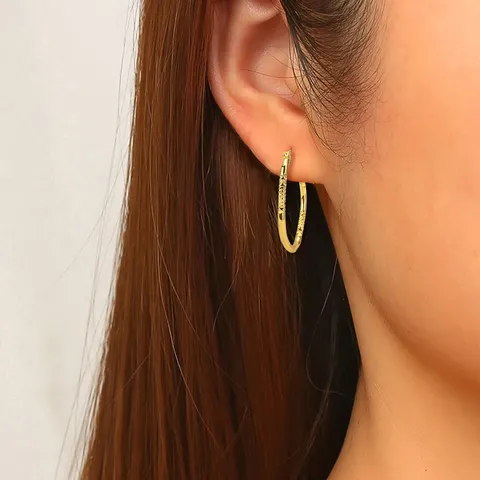 Embossed Hoop Earrings for Square and Round Faces Women’s Titanium Steel - view 2