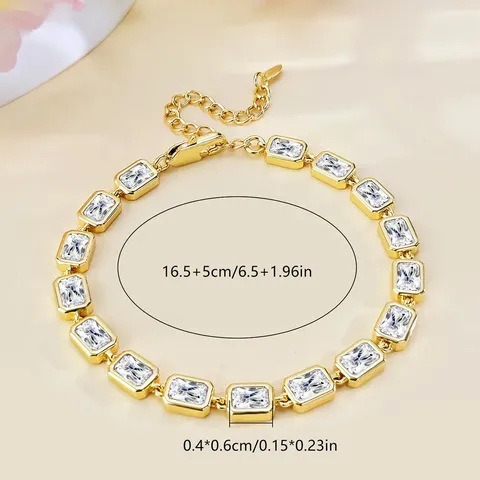 Europe & America Aliexpress Rectangular Zircon Bracelet Seller - view 3