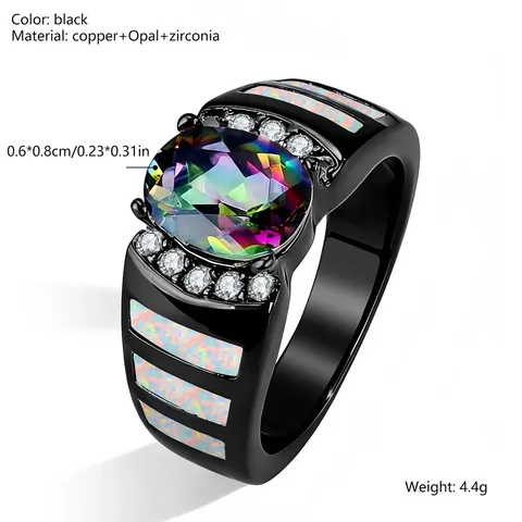 Europe & America Fashion Oval-shaped Women’s Opal-colored Zirconia Ring - view 3
