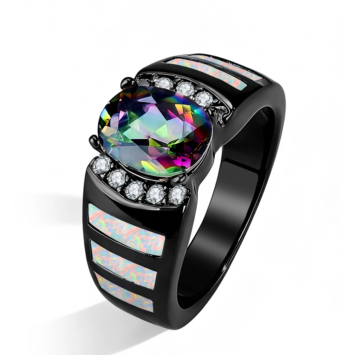 Europe & America Fashion Oval-shaped Women’s Opal-colored Zirconia Ring made by BlueOne Jewelry