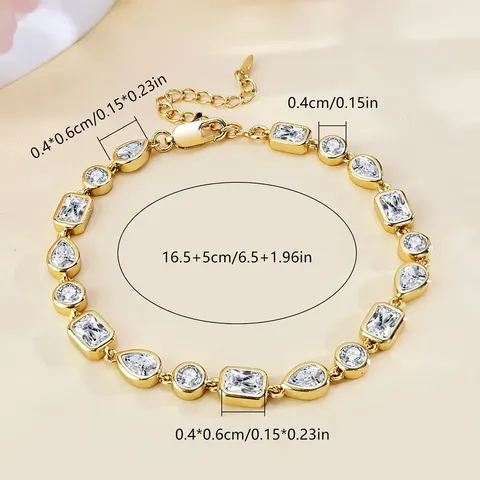 Europe & America Geometric Square & Rectangular Zircon Bracelet Seller - view 3
