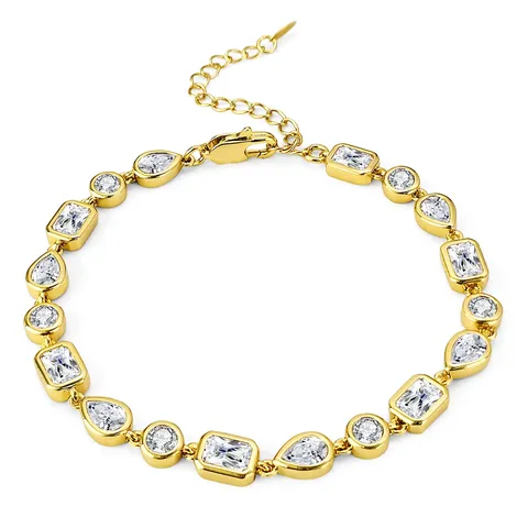 Europe & America Geometric Square & Rectangular Zircon Bracelet Seller - Plated Brass jewelry made by BlueOne Jewelry