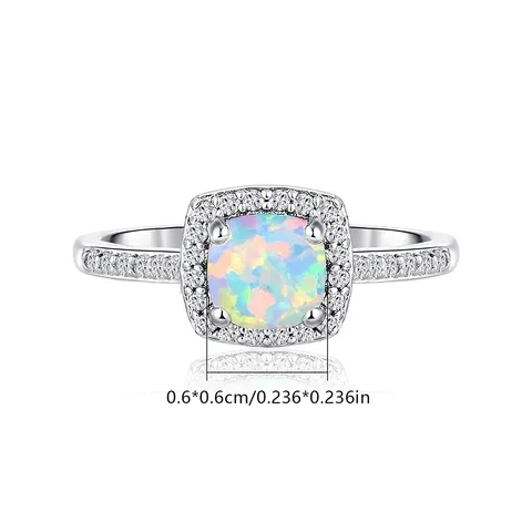 Europe and America Classic White Gold Plated Opal Engagement Ring Women - view 3