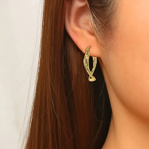 Brass Europe and the United States Atmospheric Simple Advanced Sense Copper Material Earrings - view 2
