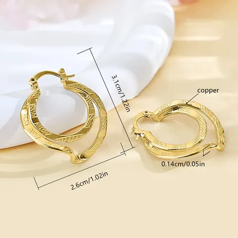 Brass Europe and the United States Atmospheric Simple Advanced Sense Copper Material Earrings - view 3
