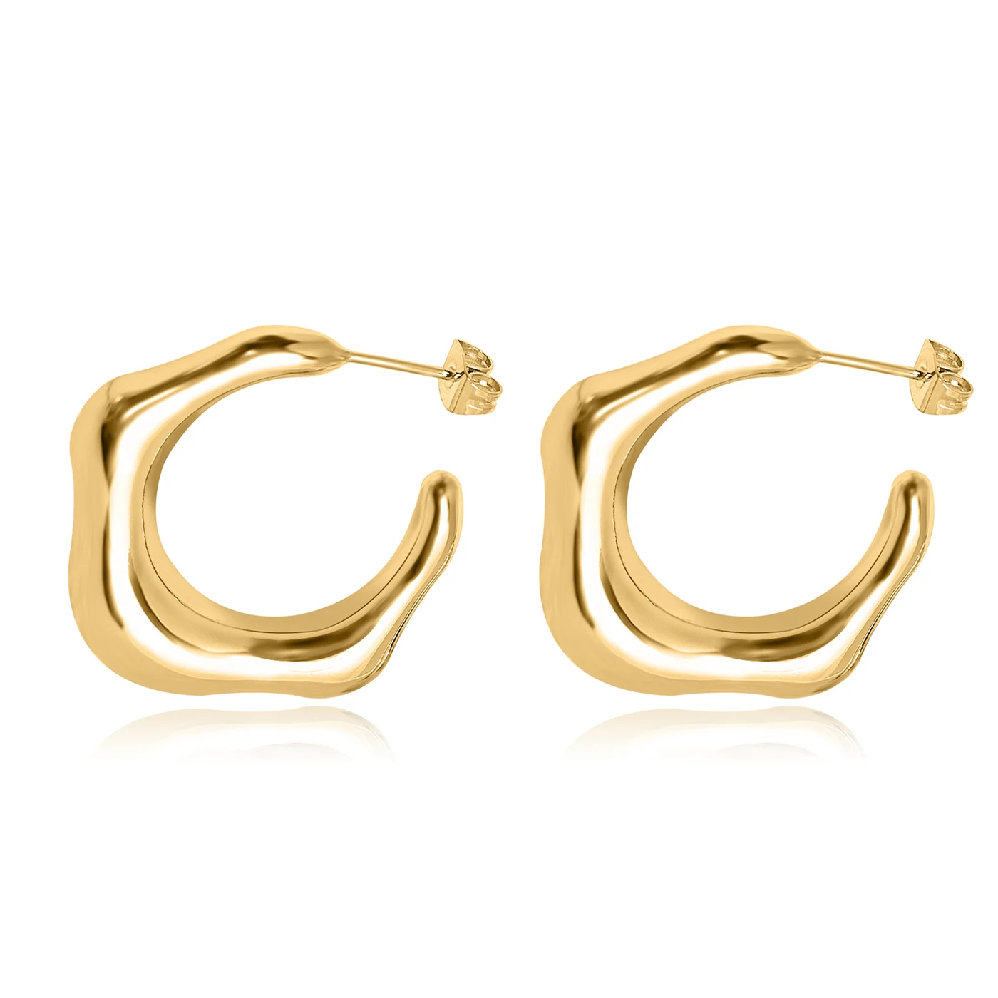 Europe and the United States Best-selling Flexible Line C-shaped Earrings Personalized in 18K Gold Plated made by BlueOne Jewelry