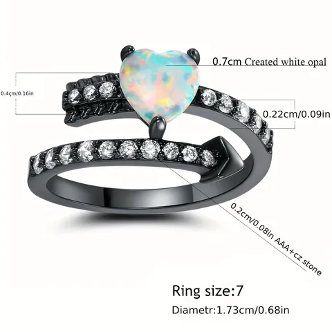 Europe and the United States Black Gold Opal Ring 7 * - view 3