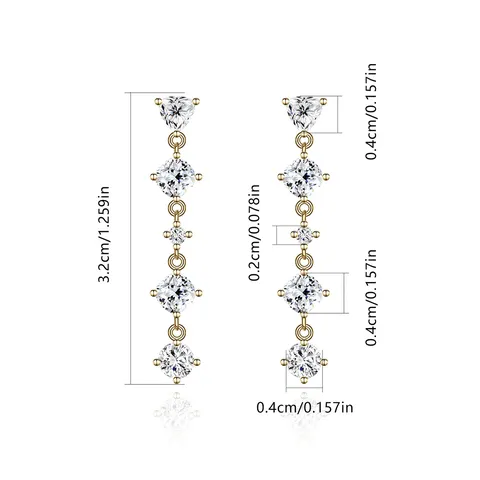 Europe and the United States Copper Plated Real Gold Zircon Earrings - view 3