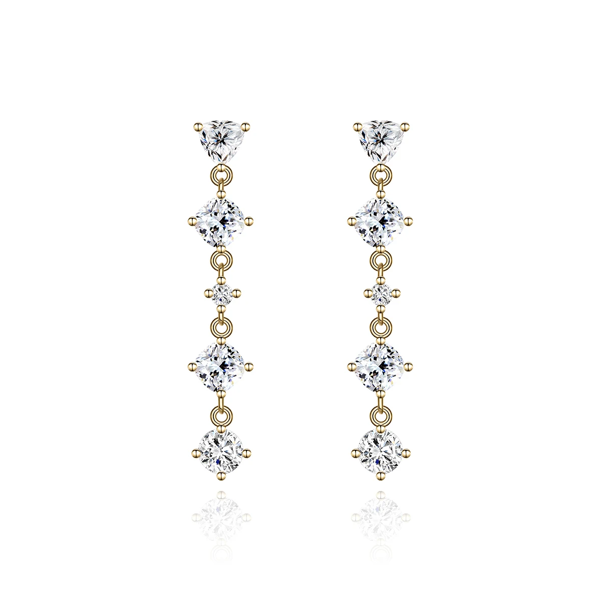 Europe and the United States Copper Plated Real Gold Zircon Earrings made by BlueOne Jewelry