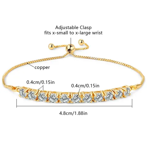Cubic Zirconia Europe and the United States Copper Plated with Real Gold with Tennis Bracelet - view 3