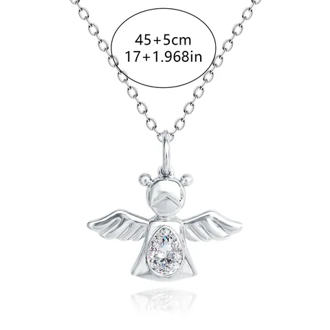 Europe and the United States Fashion Glossy Angel Pendant Necklace Zirconia Collarbone Chain - view 3