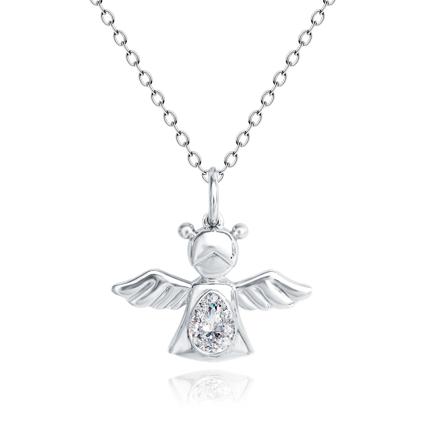 Europe and the United States Fashion Glossy Angel Pendant Necklace Zirconia Collarbone Chain made by BlueOne Jewelry