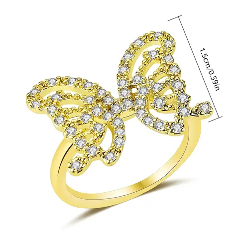 Europe and the United States Fashion Hundreds of Personalized Diamond Butterfly Ring - view 3