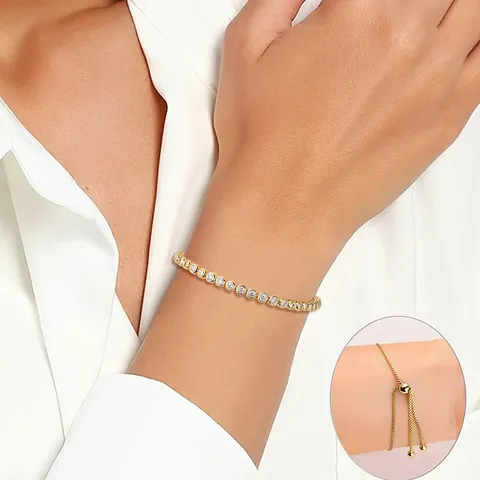 Cubic Zirconia Europe and the United States Fashion Zircon Bracelet Pull-out Adjustable Length - view 2