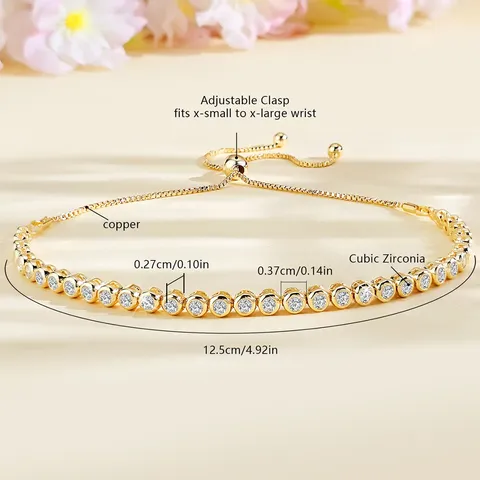 Cubic Zirconia Europe and the United States Fashion Zircon Bracelet Pull-out Adjustable Length - view 3