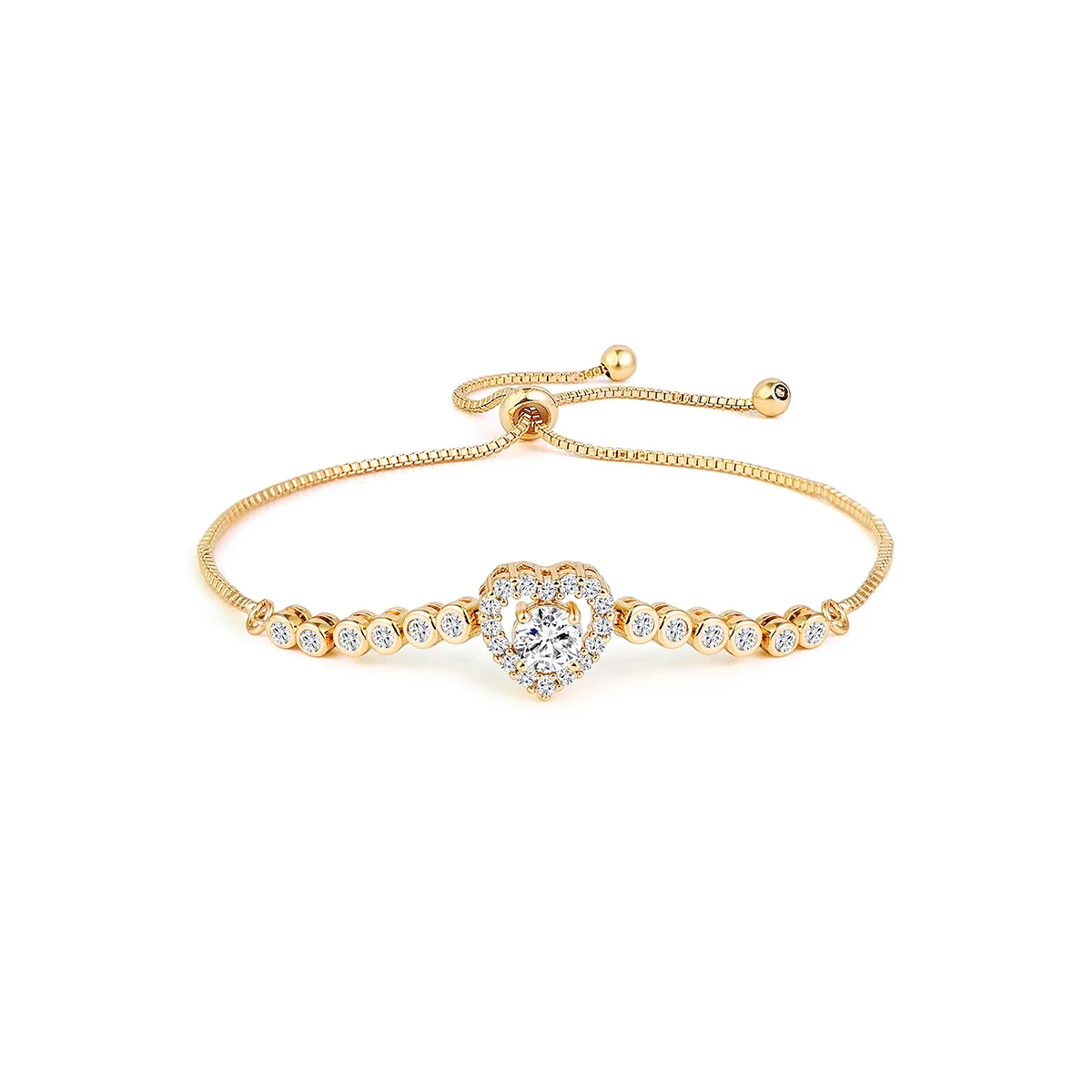Europe and the United States Full Diamond Heart Bracelet Female Summer made by BlueOne Jewelry