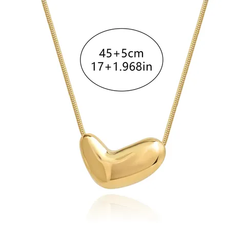 Europe and the United States Love Heart-shaped Round Snake Chain Titanium Pendant Necklace - view 3