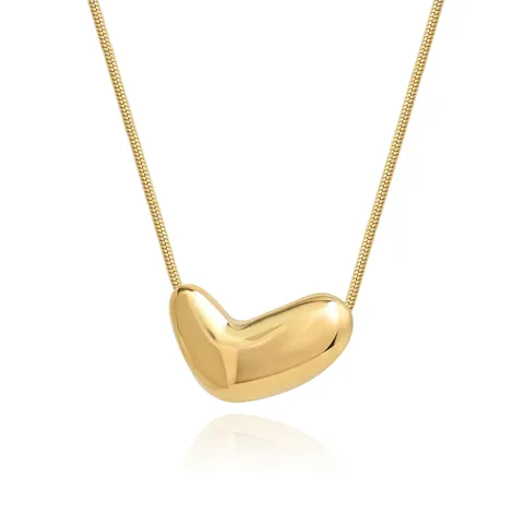 Europe and the United States Love Heart-shaped Round Snake Chain Titanium Pendant Necklace - Stainless Steel jewelry made by BlueOne Jewelry