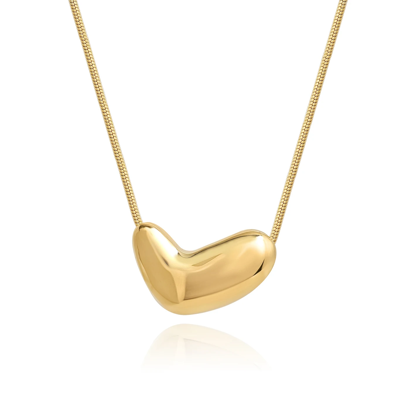 Europe and the United States Love Heart-shaped Round Snake Chain Titanium Pendant Necklace made by BlueOne Jewelry